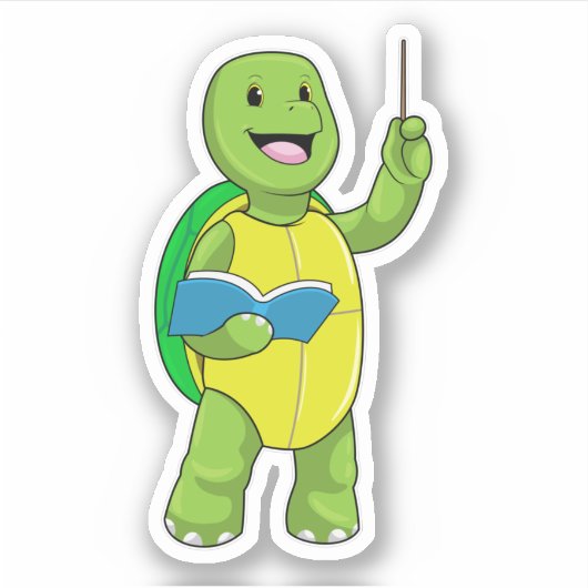 Schuif als leraar met boek en wijzer sticker (Voorkant)