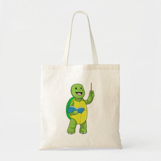 Schuif als leraar met boek en wijzer tote bag (Voorkant)