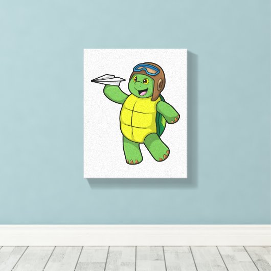 Schuif als piloot met papieren vliegtuig canvas afdruk (Insitu (Houten vloer))