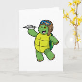 Schuif als piloot met papieren vliegtuig kaart (Gele Bloem)