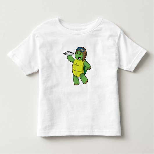 Schuif als piloot met papieren vliegtuig kinder shirts (Voorkant)