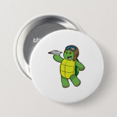 Schuif als piloot met papieren vliegtuig ronde button 7,6 cm (Voorkant /achterkant)