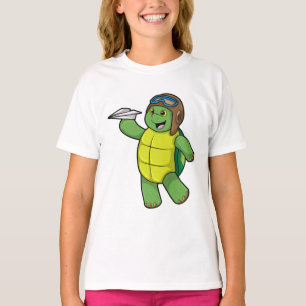 Schuif als piloot met papieren vliegtuig t-shirt
