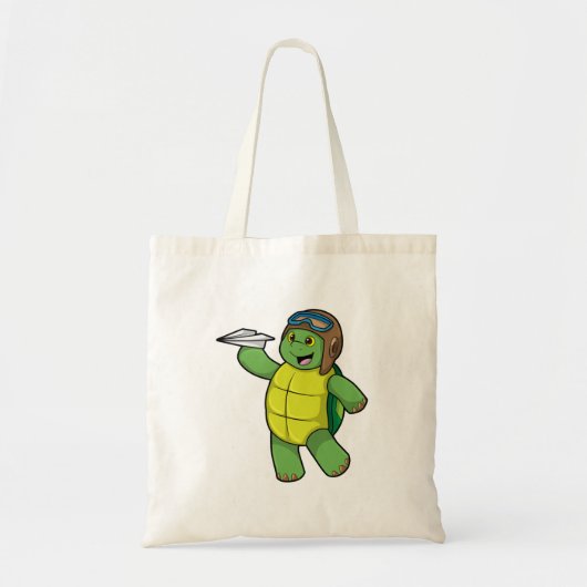 Schuif als piloot met papieren vliegtuig tote bag (Voorkant)