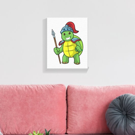 Schuif als Warrior met Spear & Helmet Canvas Afdruk (Insitu (Woonkamer))