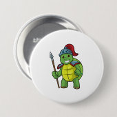 Schuif als Warrior met Spear & Helmet Ronde Button 7,6 Cm (Voorkant /achterkant)