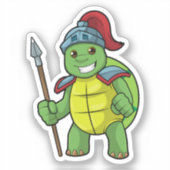 Schuif als Warrior met Spear & Helmet Sticker (Voorkant)