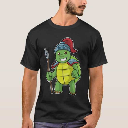 Schuif als Warrior met Spear & Helmet T-shirt (Voorkant)