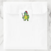 Schuif als Warrior met Spear & Helmet Vierkante Sticker (Tas)