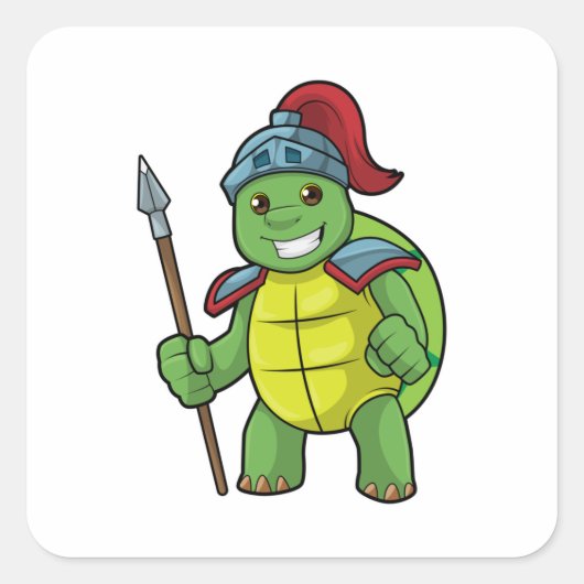 Schuif als Warrior met Spear & Helmet Vierkante Sticker (Voorkant)