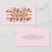 Schuif Baker Rolling Pin Floral Roze Visitekaartje (Voorkant / Achterkant)