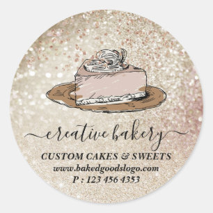 Schuif bakkerij taart op bord-decoraties ronde sticker