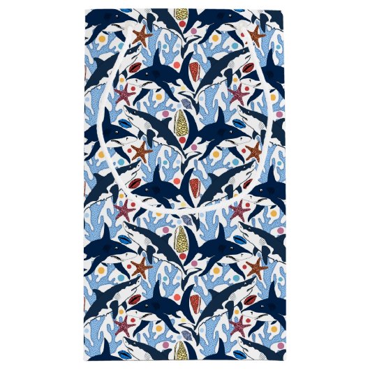 Schuif-betegeld strandhaaienpatroontas klein cadeauzakje (Achterkant)