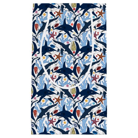 Schuif-betegeld strandhaaienpatroontas klein cadeauzakje (Voorkant)