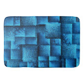 Schuif blauwe vierkanten met abstracte stamtekenin badmat (Voorkant)