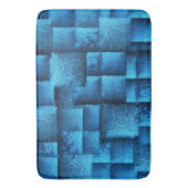 Schuif blauwe vierkanten met abstracte stamtekenin badmat (Voorkant Verticaal)