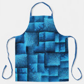 Schuif blauwe vierkanten met abstracte stamtekenin schort (Voorkant)