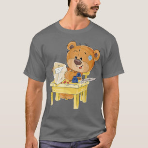 Schuif bruin beer op een stoel t-shirt