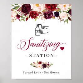 Schuif Burgundy Blush Chic Floral Poster