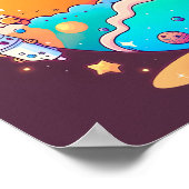 Schuif cartoon planeten in de ruimte. poster (Hoek)