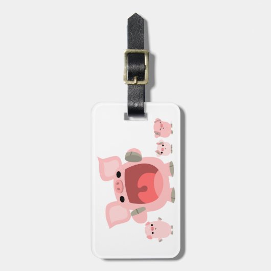 Schuif Cartoon Varkens Bagagelabel (Voorkant verticaal)