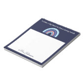 Schuif de boho-regenboog op de blauw-marineblok notitieblok (Linkerzijde)