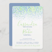 Schuif de cascade blue green art bruiloft kaart (Voorkant / Achterkant)