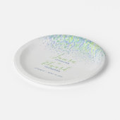 Schuif de cascade blue green art bruiloft papieren bordje (Gekanteld)