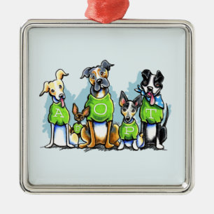 Schuif de groene T - shirts van de Honden aan Denk Metalen Ornament