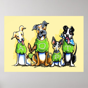 Schuif de groene T - shirts van de Honden aan Denk Poster