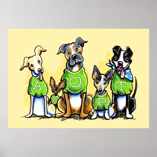 Schuif de groene T - shirts van de Honden aan Denk Poster (Voorkant)
