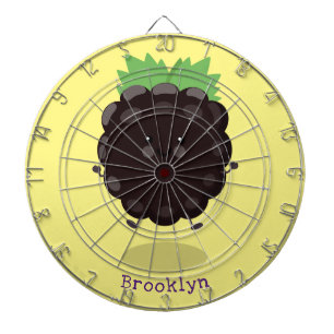 Schuif de paarse cartoon van de braam. dartbord