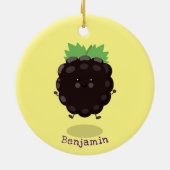 Schuif de paarse cartoon van de braam. keramisch ornament (Achterkant)