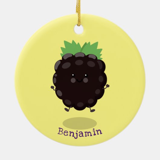 Schuif de paarse cartoon van de braam. keramisch ornament (Achterkant)