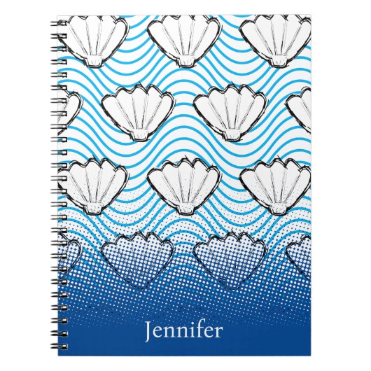 Schuif de witte en blauwe golfpatronen van de Sche Notitieboek (Voorkant)