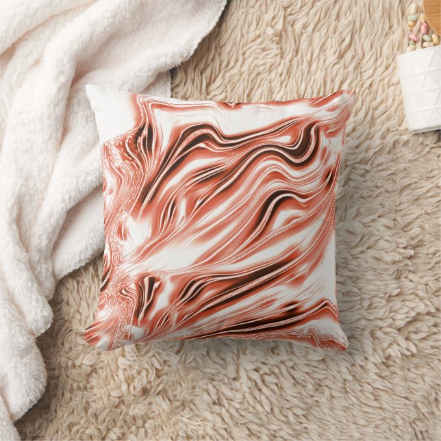 Schuif de zalm naar de rode lange golvende sporen  kussen (Deken)