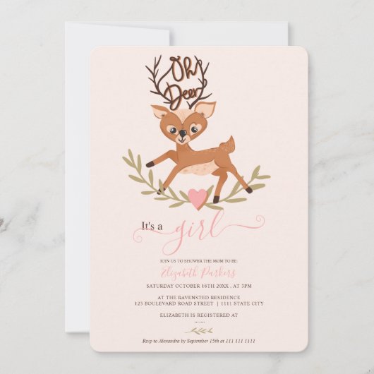 Schuif een baby shower van de witte bosgrond kaart (Voorkant)