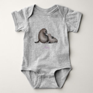 Schuif- en baby-pelszeehondenkostuums (kleur) romper