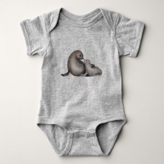 Schuif- en baby-pelszeehondenkostuums (kleur) romper (Voorkant)
