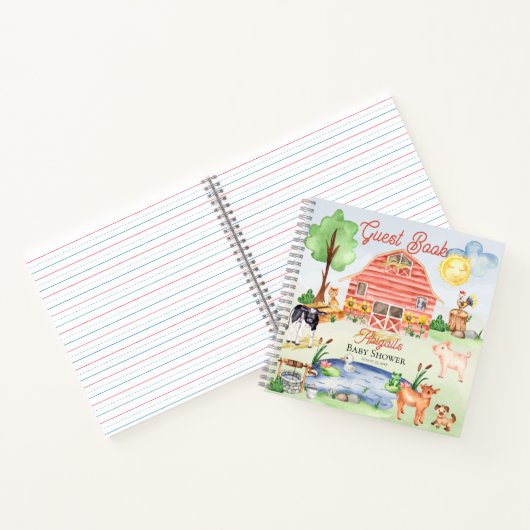 Schuif- en boerderijdieren Baby shower Guest Book Notitieboek (Binnen)