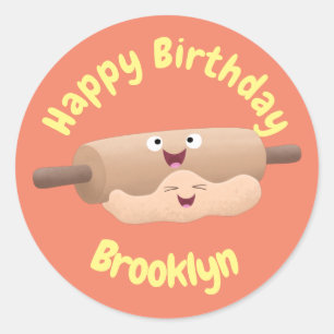 Schuif- en deegbankbakkerij voor cartoon ronde sticker