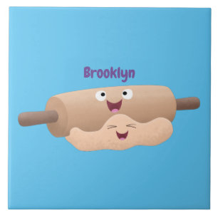 Schuif- en deegbankbakkerij voor cartoon tegeltje