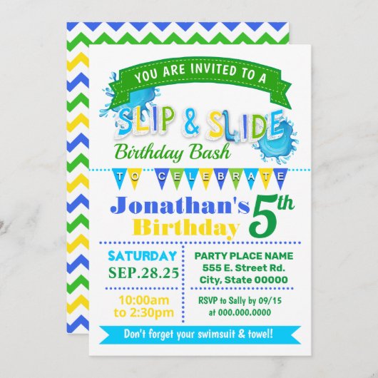 Schuif- en glijfeigag met blauwe groene partij kaart (Voorkant / Achterkant)