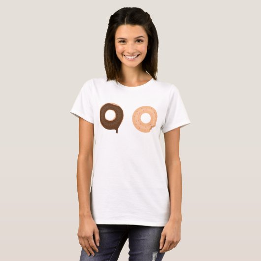 Schuif en grappige twee donuts donuts maken t-shir t-shirt (Voorkant volledig)