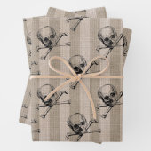 Schuif en kroesbeenderen op Tan Striped Inpakpapier Vel (In situ)