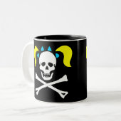 Schuif- en kruisbeenderen met bigtails tweekleurige koffiemok (Voorkant links)