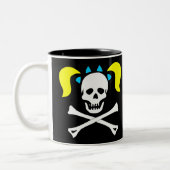 Schuif- en kruisbeenderen met bigtails tweekleurige koffiemok (Links)