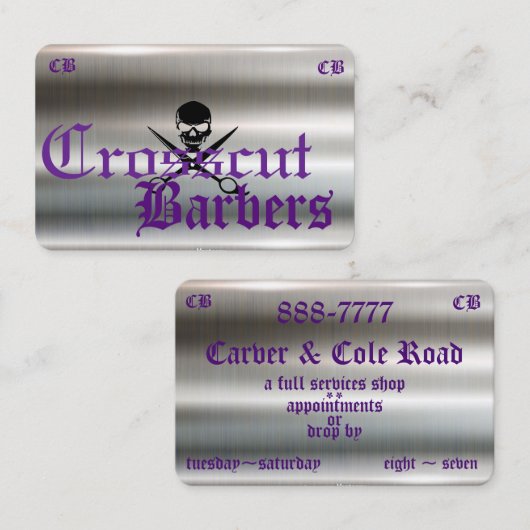 Schuif- en kruisschaar op de Sjabloon van zilverst Visitekaartje (Voorkant / Achterkant)