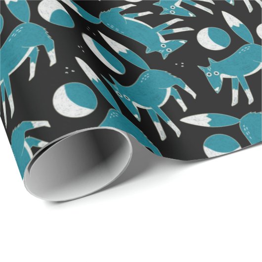 Schuif- en moonpatroon in blauw en wit cadeaupapier (Rol Hoek)