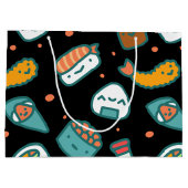 Schuif het fijne, naadloze sushi-patroon op zwart large cadeautasje (Achterkant)